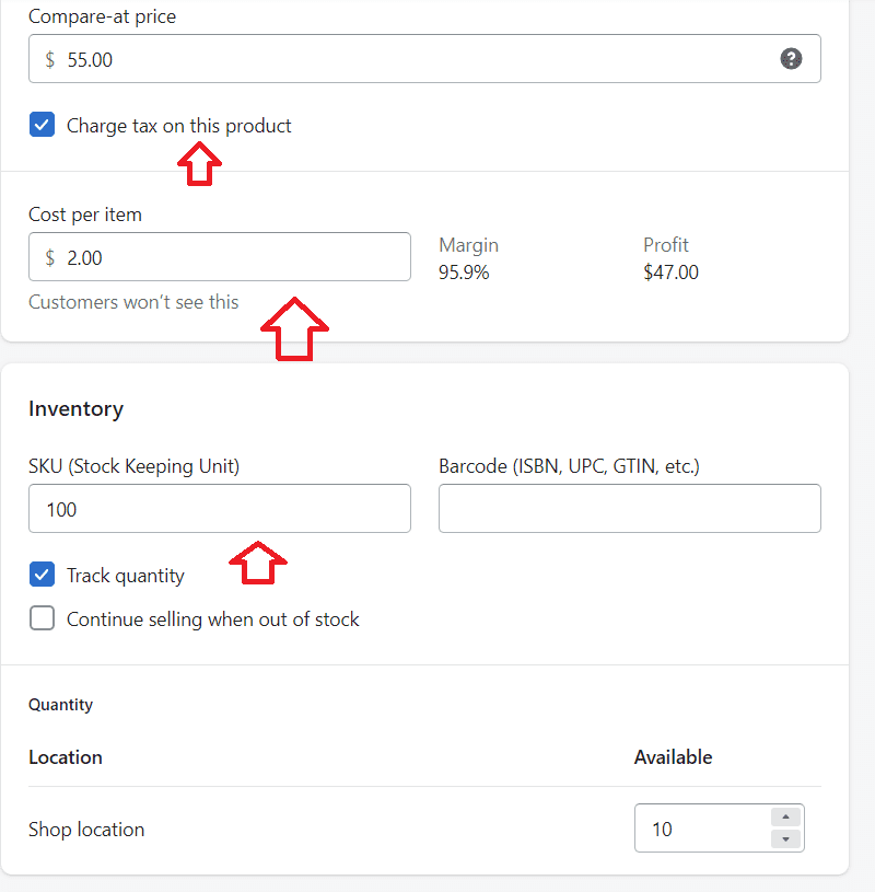 adding product details on shopify store step 3