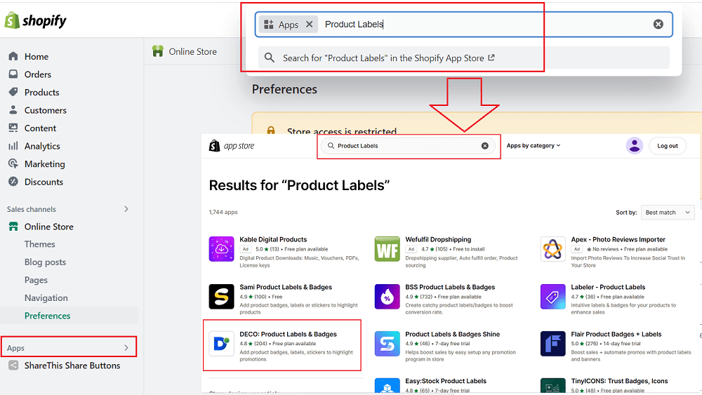 Product labels shopify app