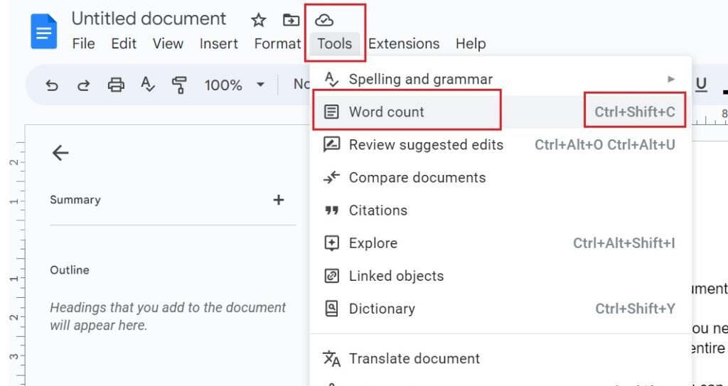 How to see word count on google docs
