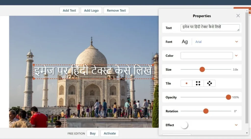 How to write Hindi text on image