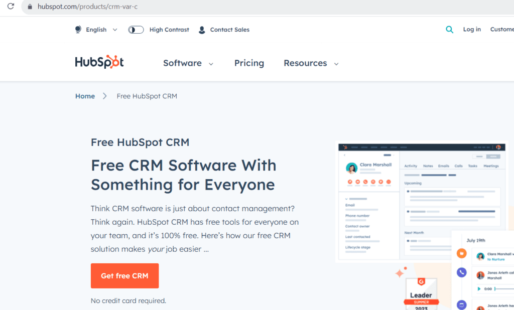 HubSpot CRM sfotware for startups