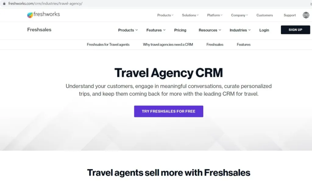 freshsales crm for travel agency
