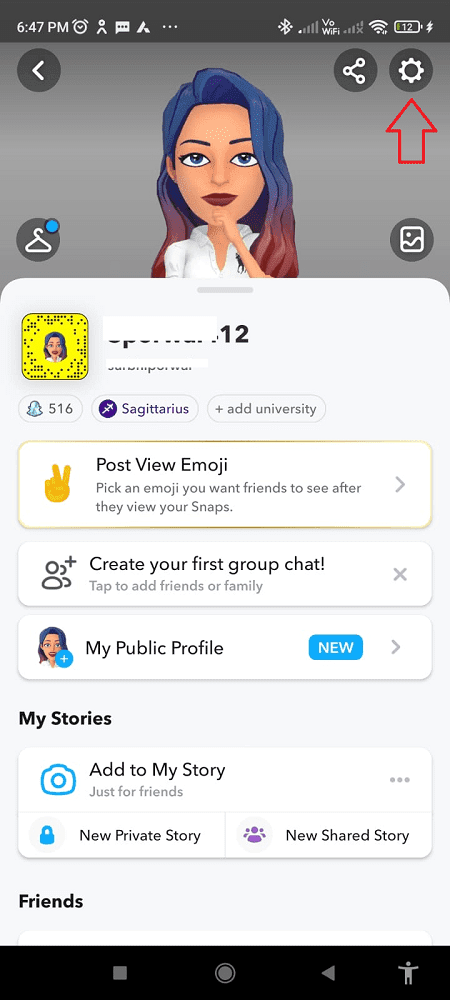 snapchat profile settings