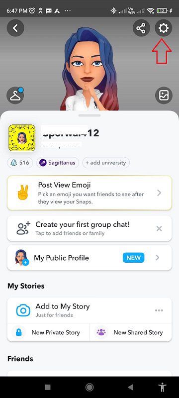 snapchat profile settings