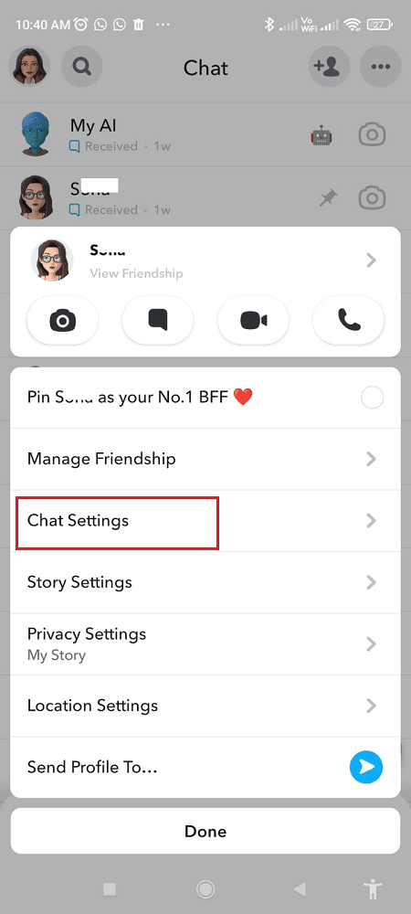 chat settings on snapchat