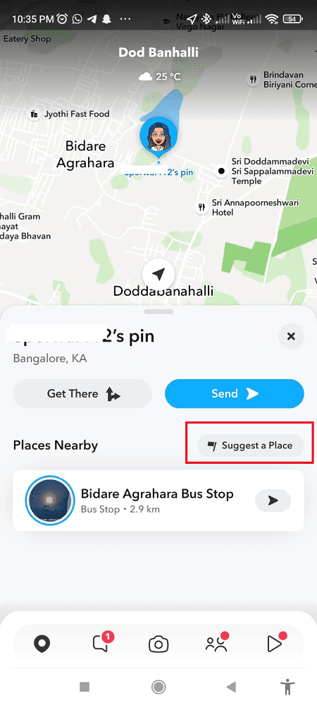 suggest a place on snapchat